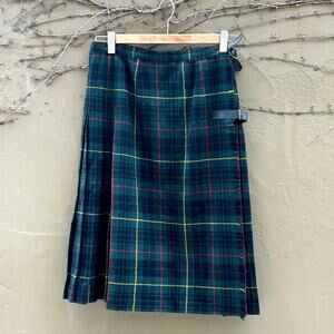 Vintage Bonwit Teller Tartan Wool Kilt Skirt 26W